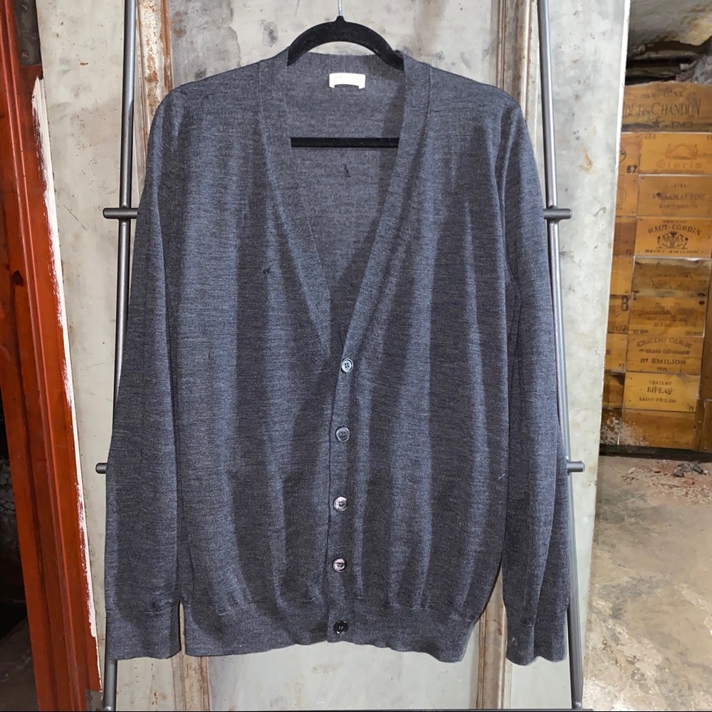 Saint Laurent Grey Wool Cardigan Sweater